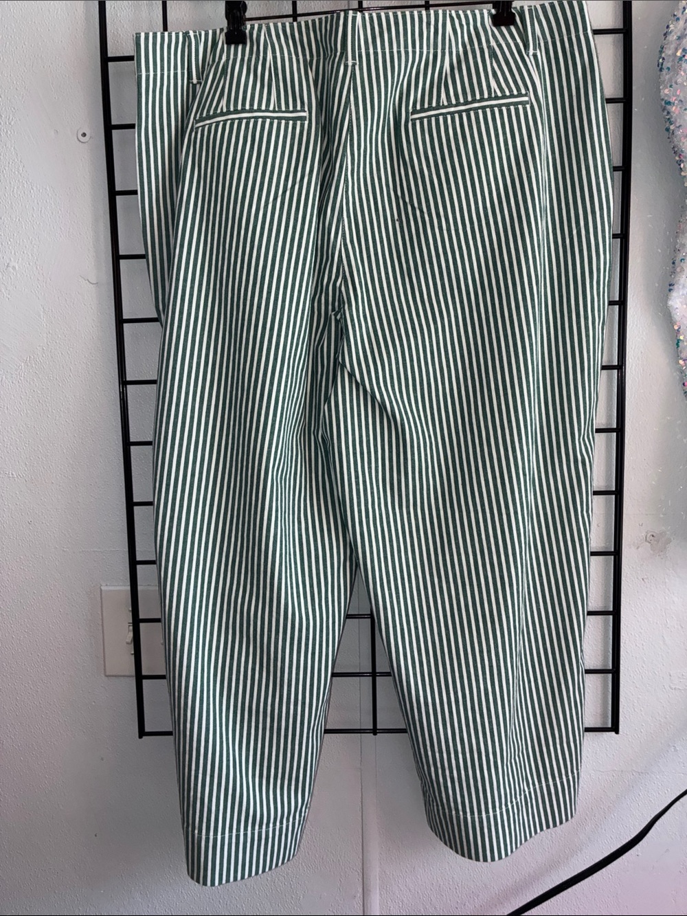 Talbots Green & White Vertical Stripe Chinos - Picture 3 of 3